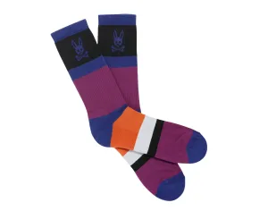 Psycho Bunny Stripped Color-Blocked Dark Royal Socks B6F332Q1PB-DRY