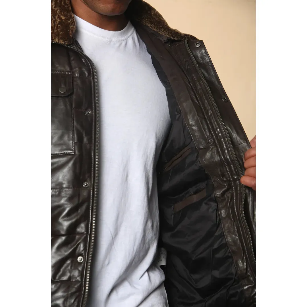 Quilted Faux Fur Collar Leather Jacket