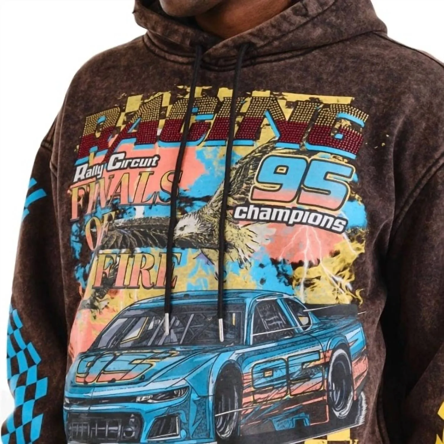 Racing Cropped Hoodie In Black