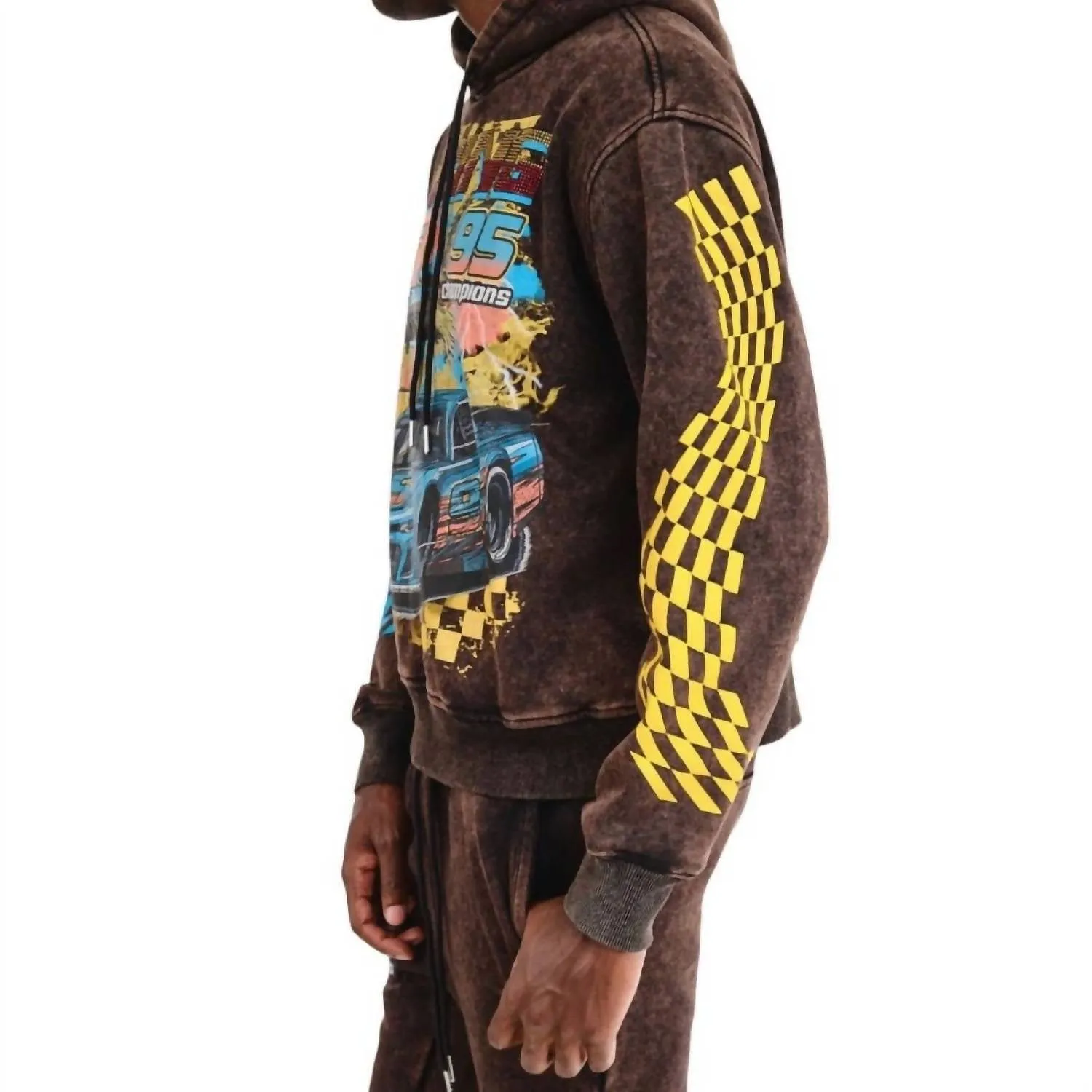 Racing Cropped Hoodie In Black