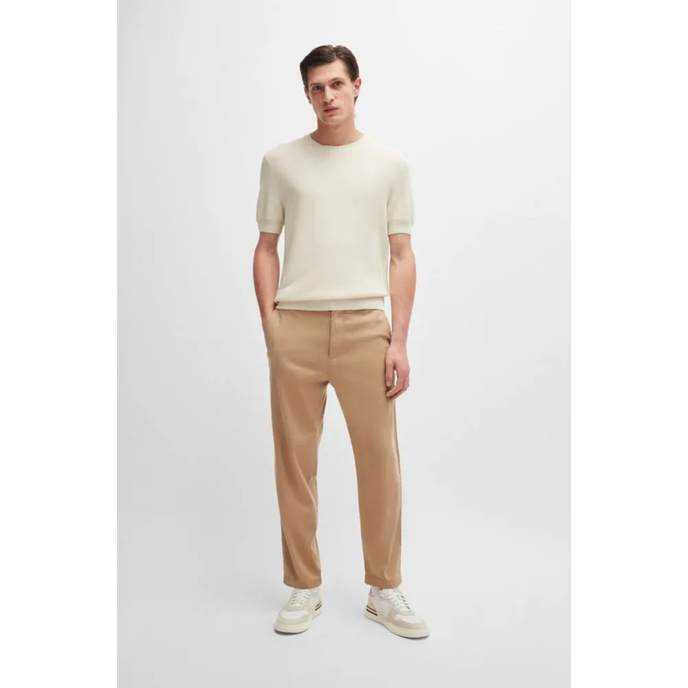 Regular-fit sweater with short sleeves and logo flag