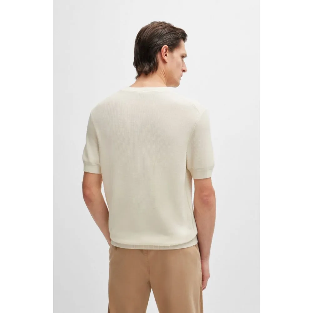 Regular-fit sweater with short sleeves and logo flag