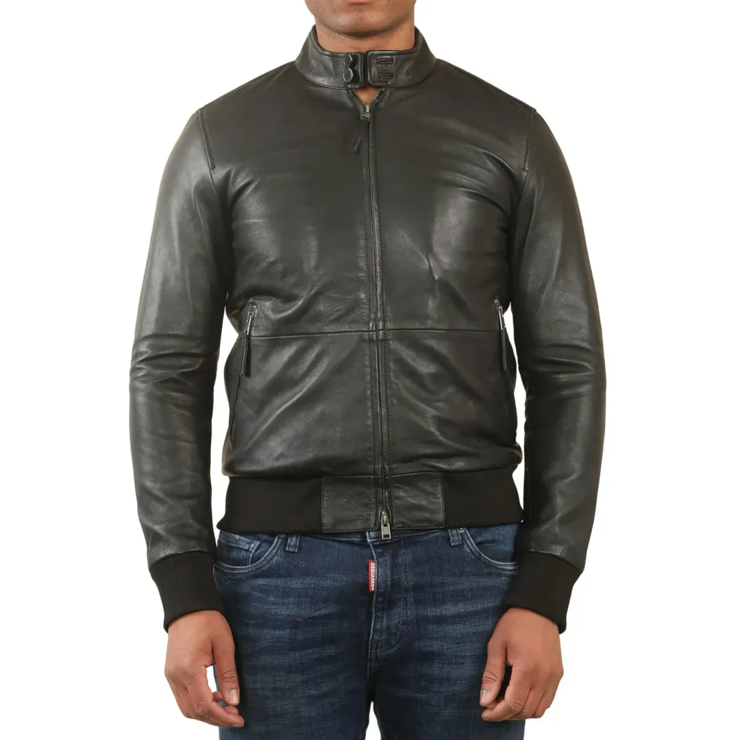 Retro Real Leather Bomber Jacket