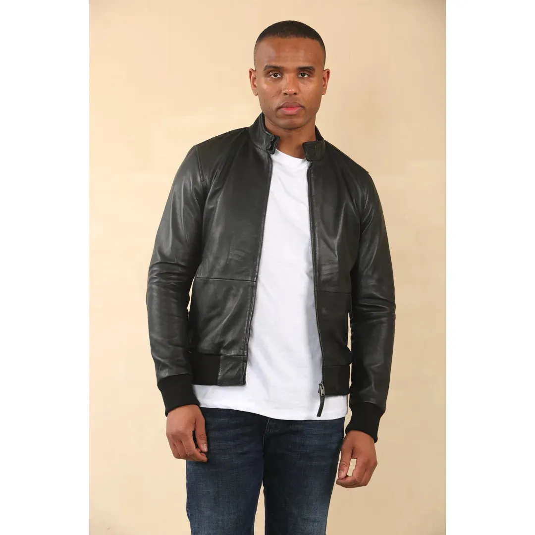 Retro Real Leather Bomber Jacket