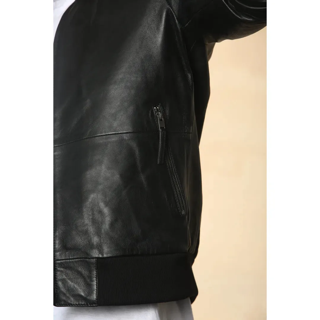 Retro Real Leather Bomber Jacket