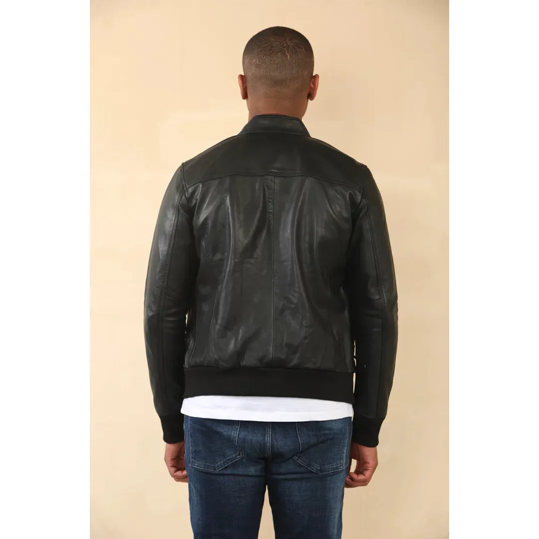 Retro Real Leather Bomber Jacket