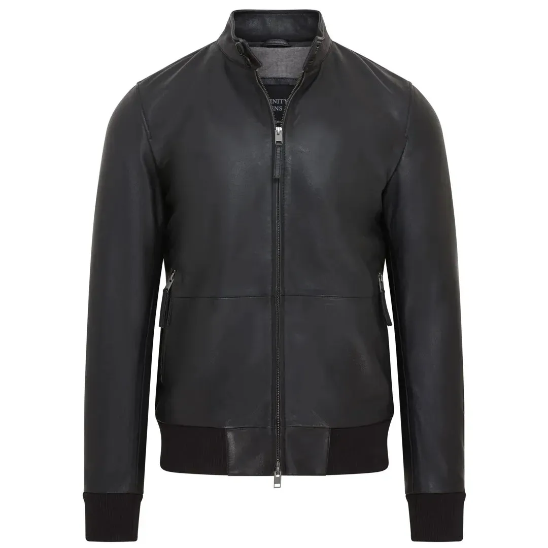 Retro Real Leather Bomber Jacket