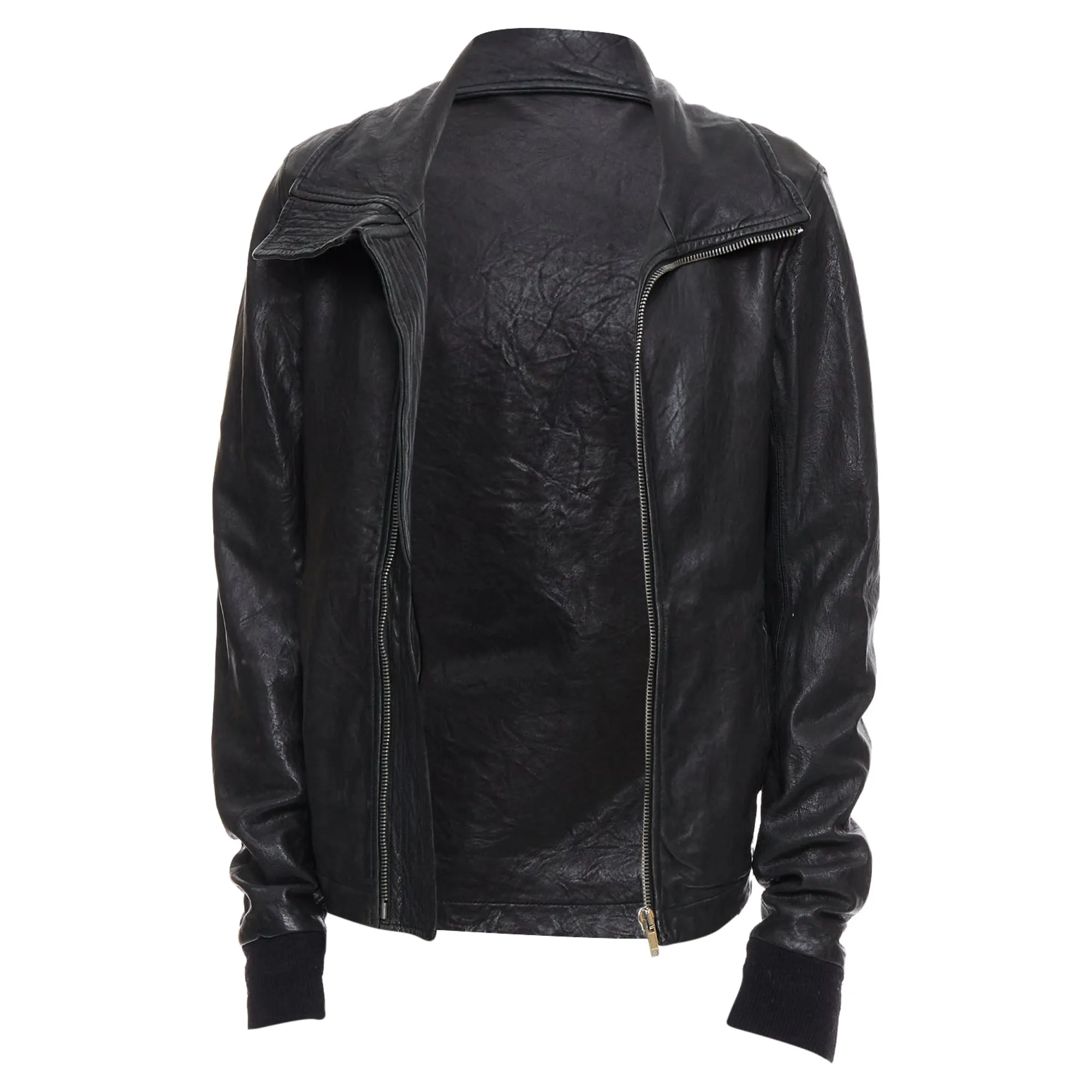 Rick Owens Lambskin Leather Olmar Mirta Zip Motorcycle Jacket