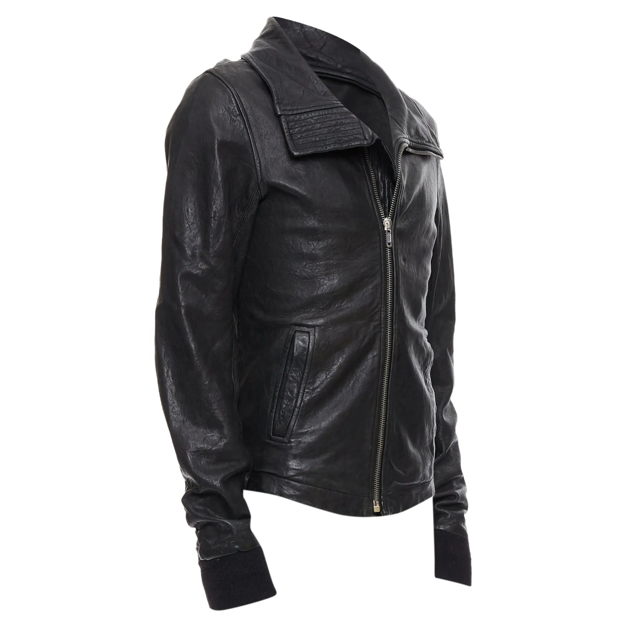 Rick Owens Lambskin Leather Olmar Mirta Zip Motorcycle Jacket