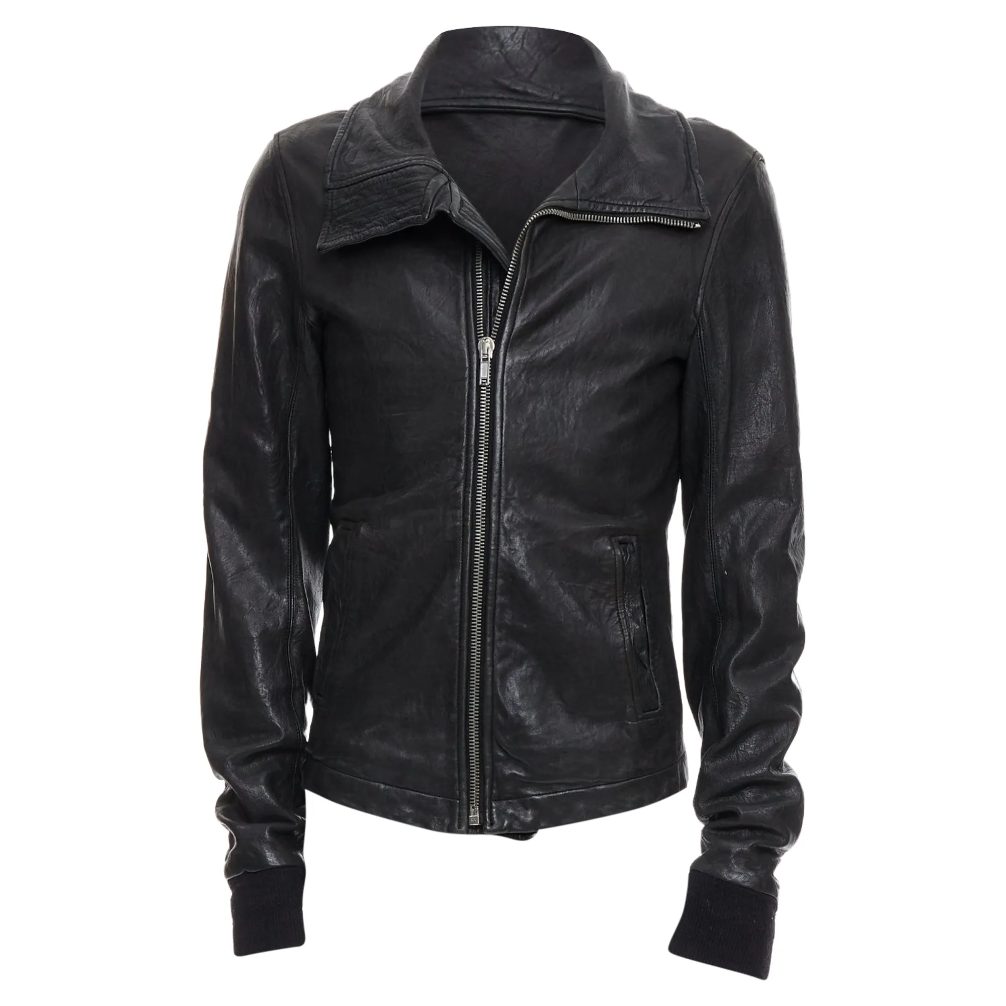 Rick Owens Lambskin Leather Olmar Mirta Zip Motorcycle Jacket