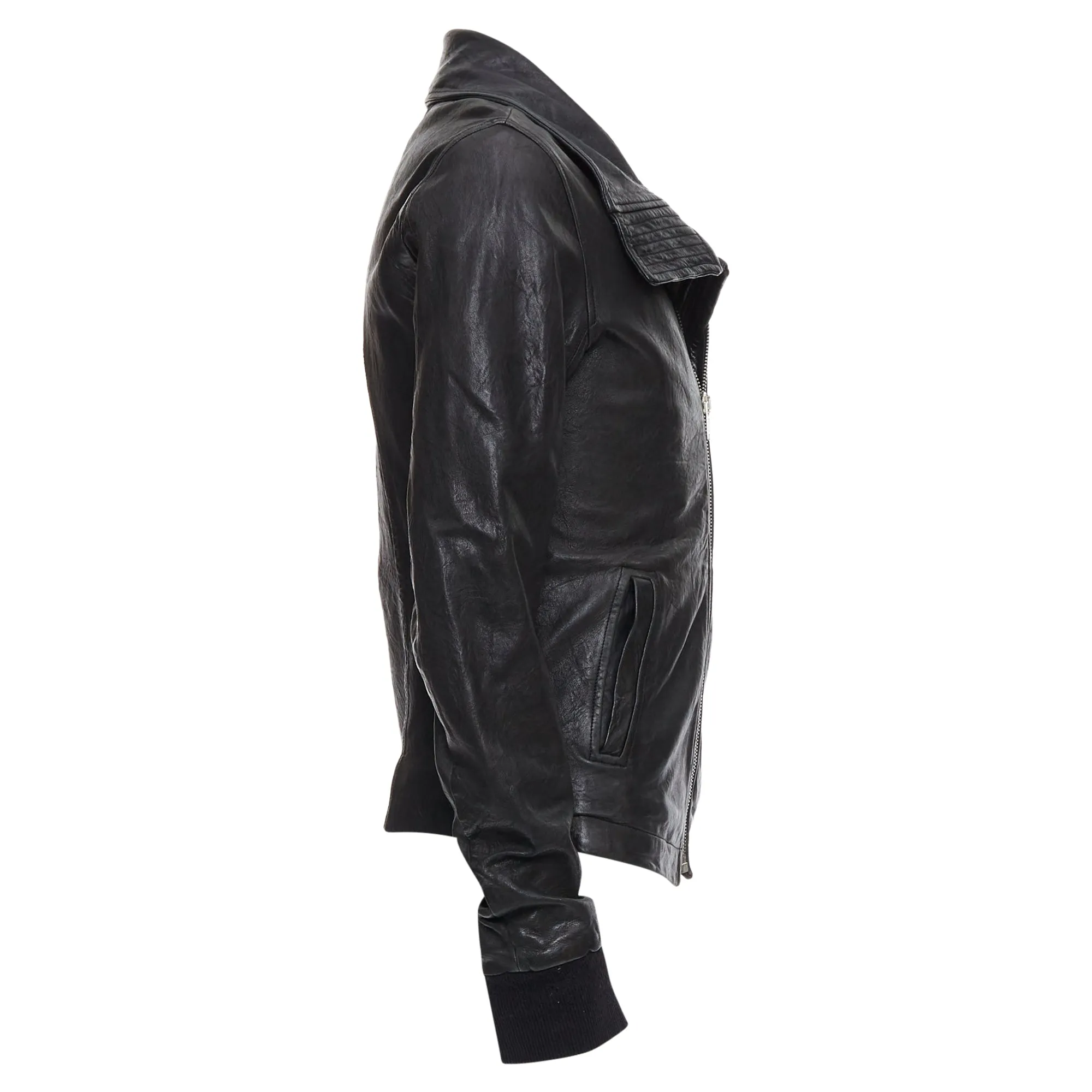 Rick Owens Lambskin Leather Olmar Mirta Zip Motorcycle Jacket