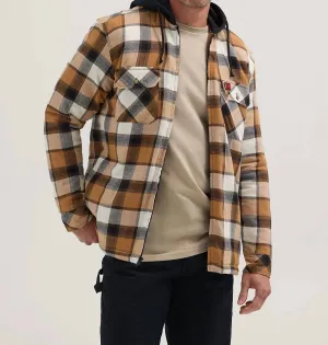 Riggs Workwear Hooded Flannel Jacket In Brown Plaid