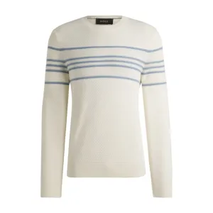 Silk-cotton sweater with knitted stripes