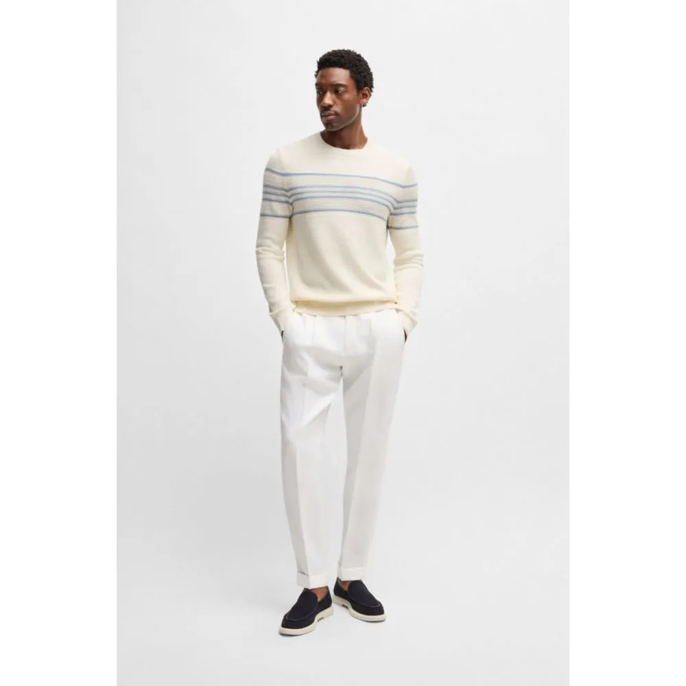 Silk-cotton sweater with knitted stripes