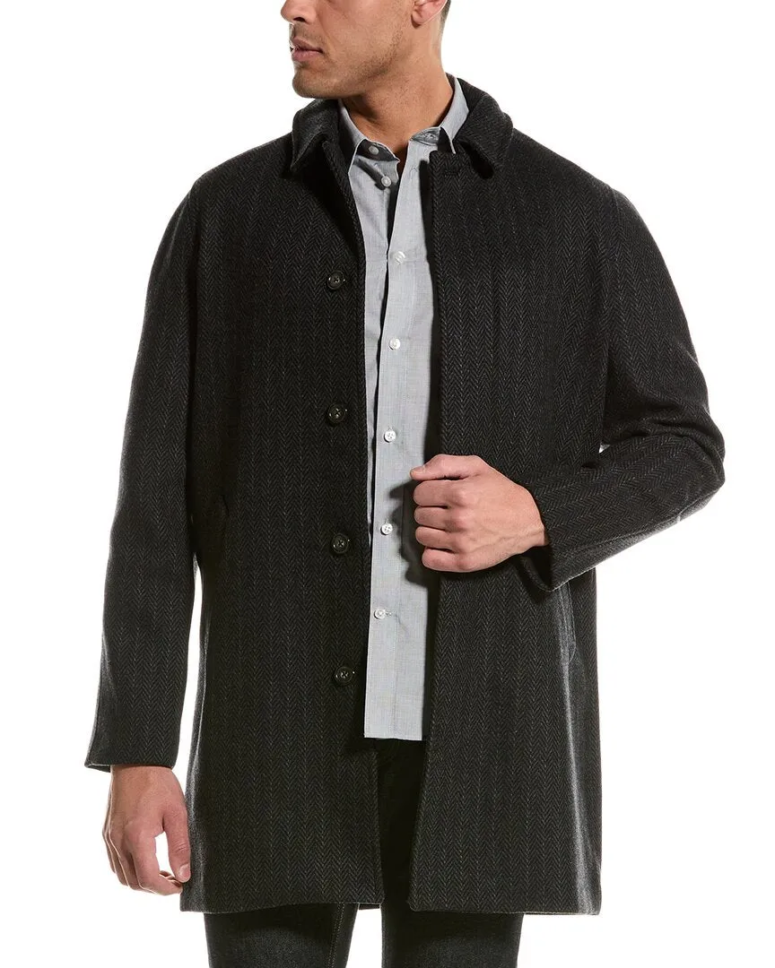 Slate & Stone Herringbone Mac Wool-Blend Coat