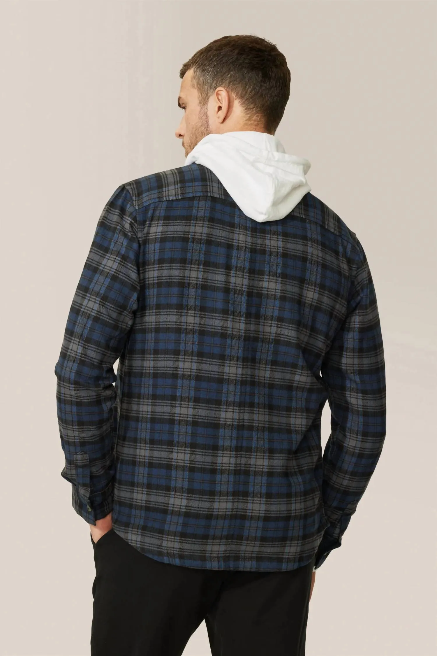 Stadium Shirt Jacket In Black London Plaid