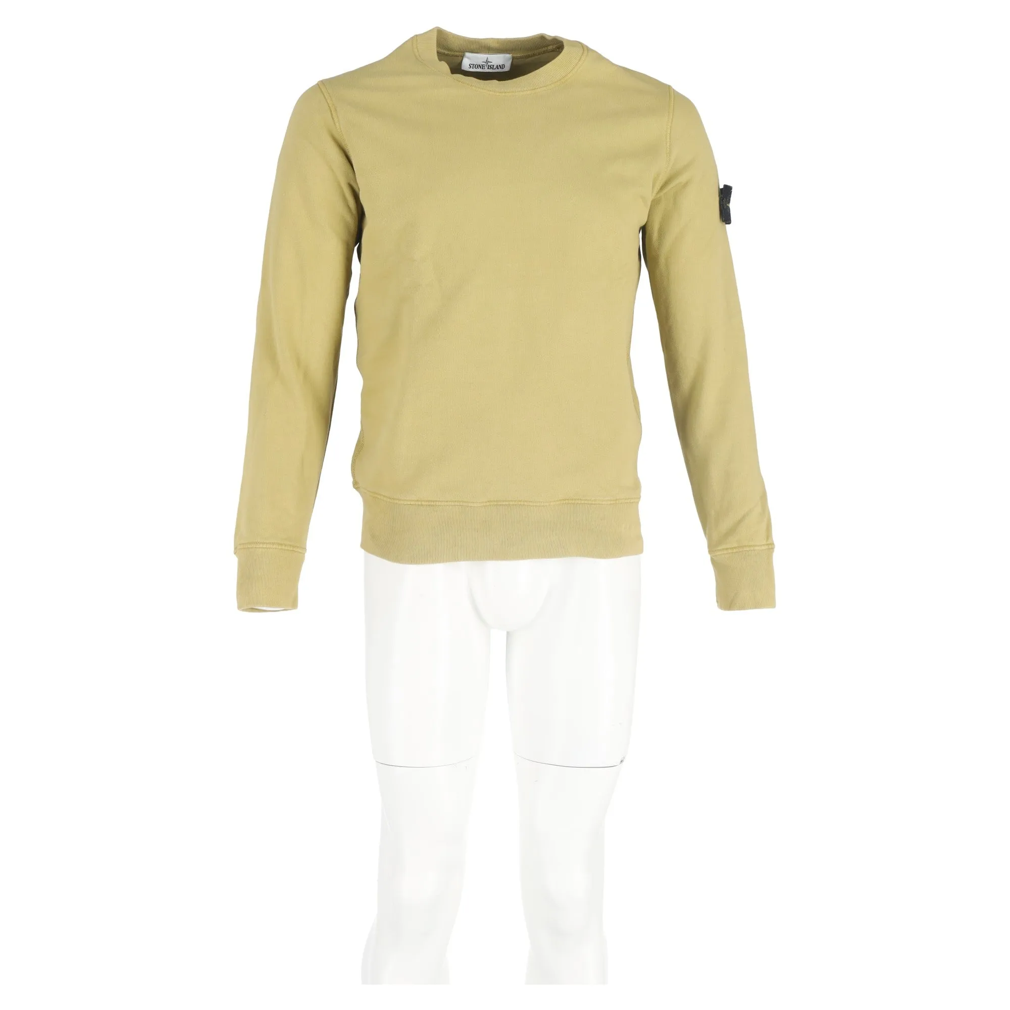Stone Island Garment Dyed Fleece Sweatshirt in Dark Beige Cotton