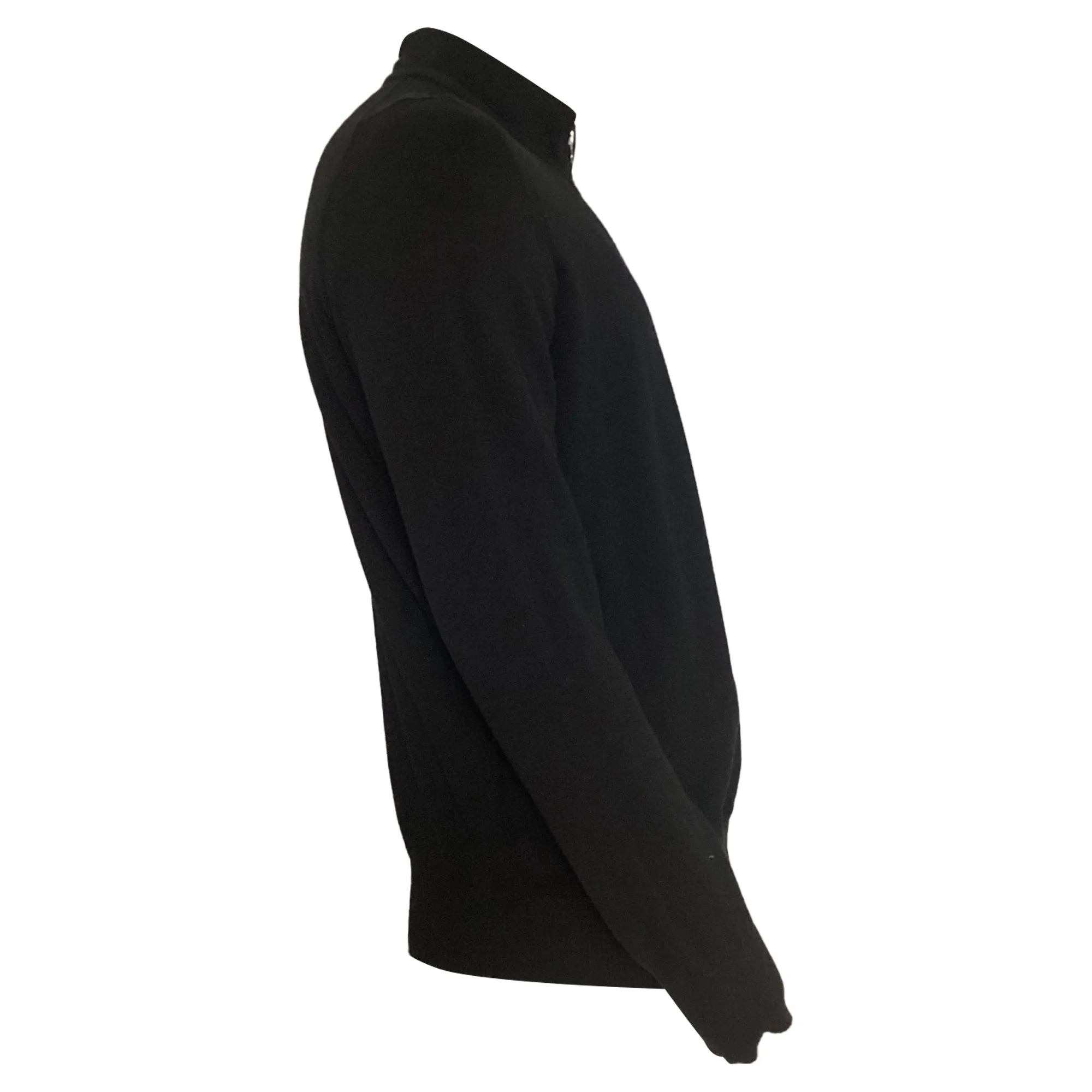 Stone Island Rib Knit Zip Sweater in Black Wool