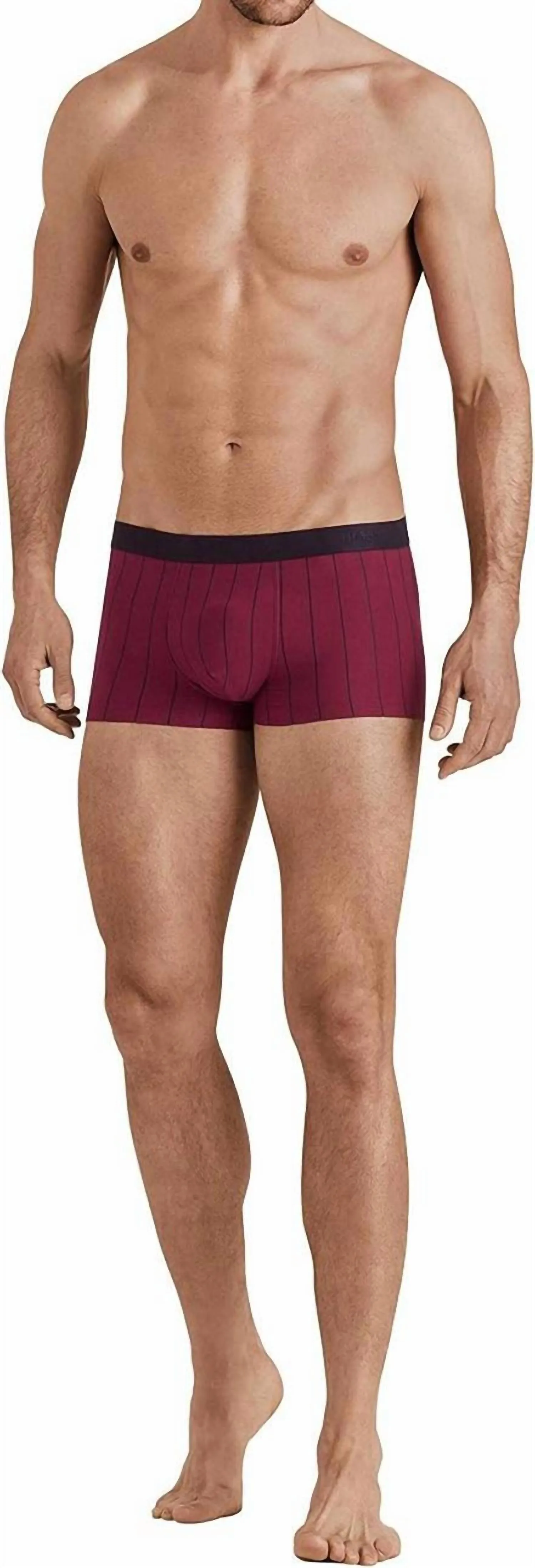 Striped Cotton Knit Boxer In Burgundy