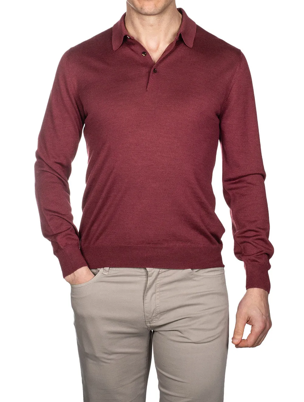 Tennis Long Sleeve Polo Burgundy