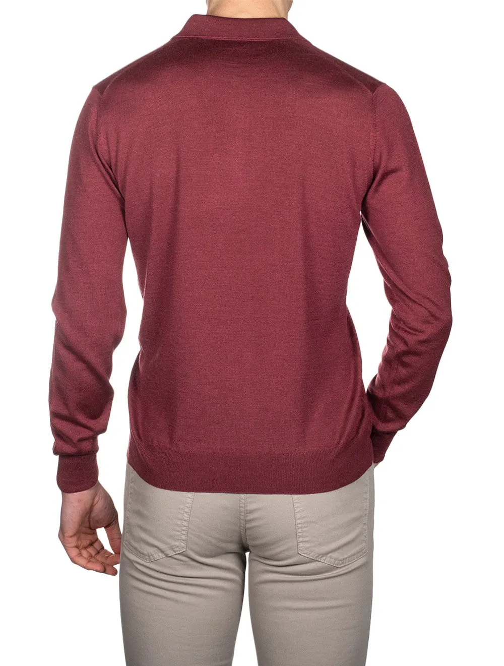 Tennis Long Sleeve Polo Burgundy
