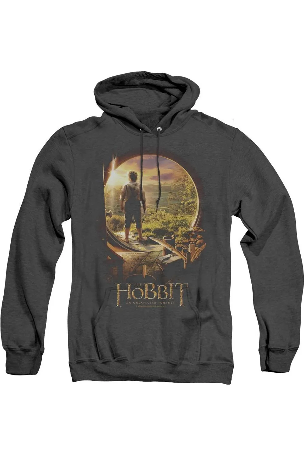 The Hobbit Hobbit In Door Adult Heather Hoodie / Hooded Sweatshirt
