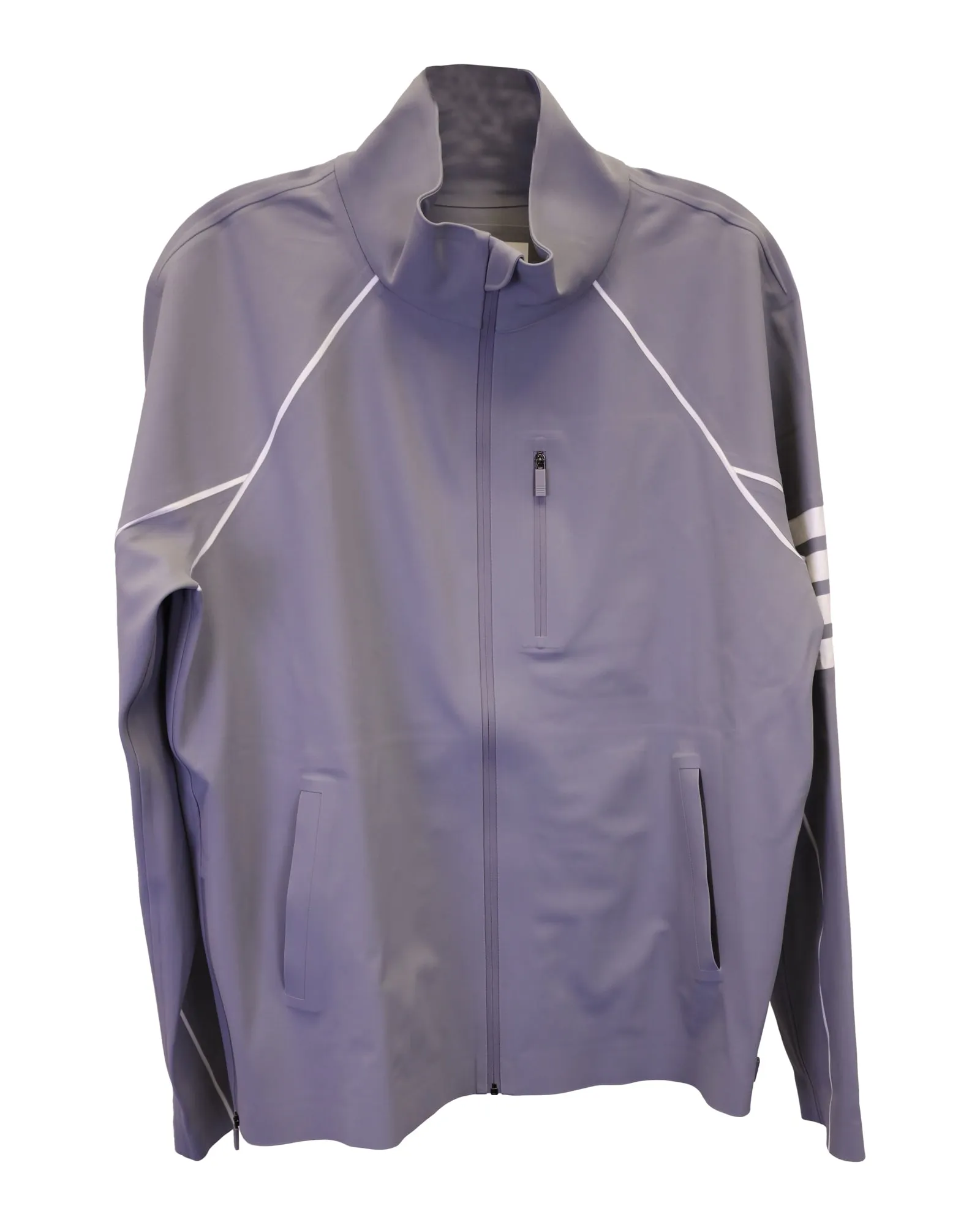 Thom Browne 4-Bar Compression Zip Jacket in Grey Polyamide