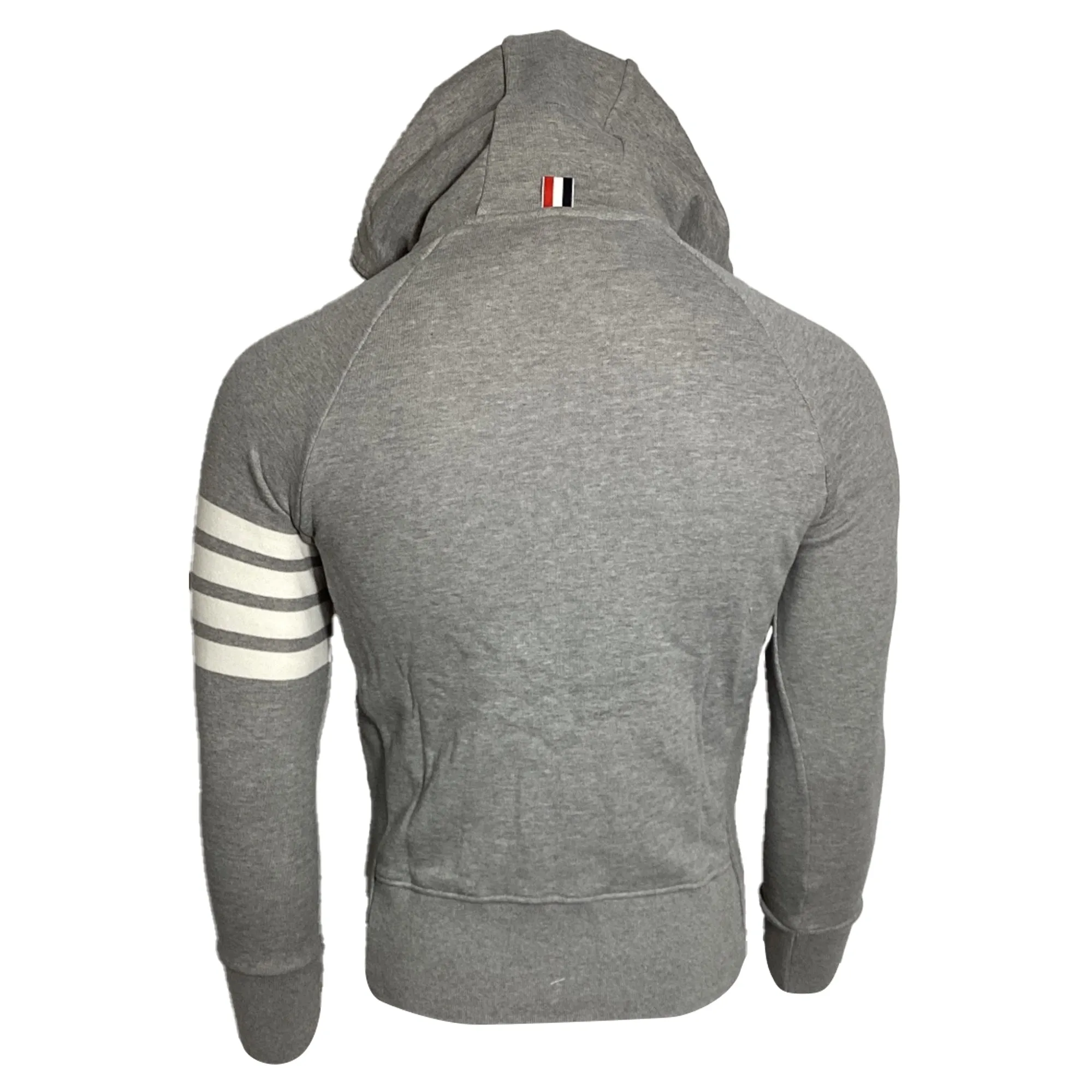 Thom Browne 4-Bar Loopback Zip Hoodie in Grey Cotton