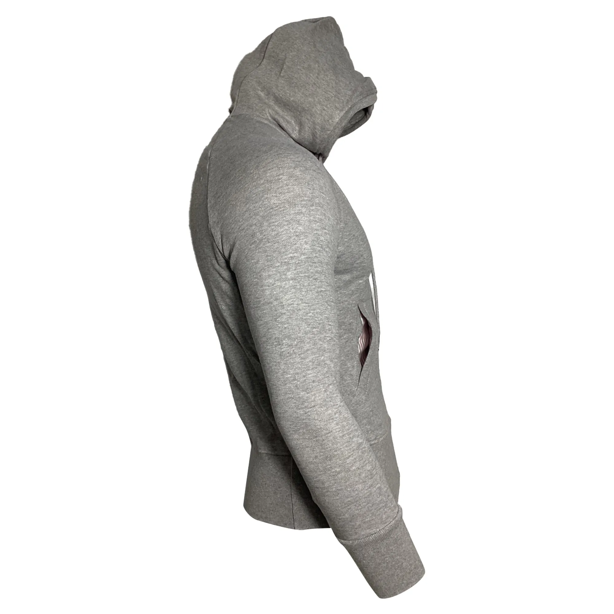 Thom Browne 4-Bar Loopback Zip Hoodie in Grey Cotton