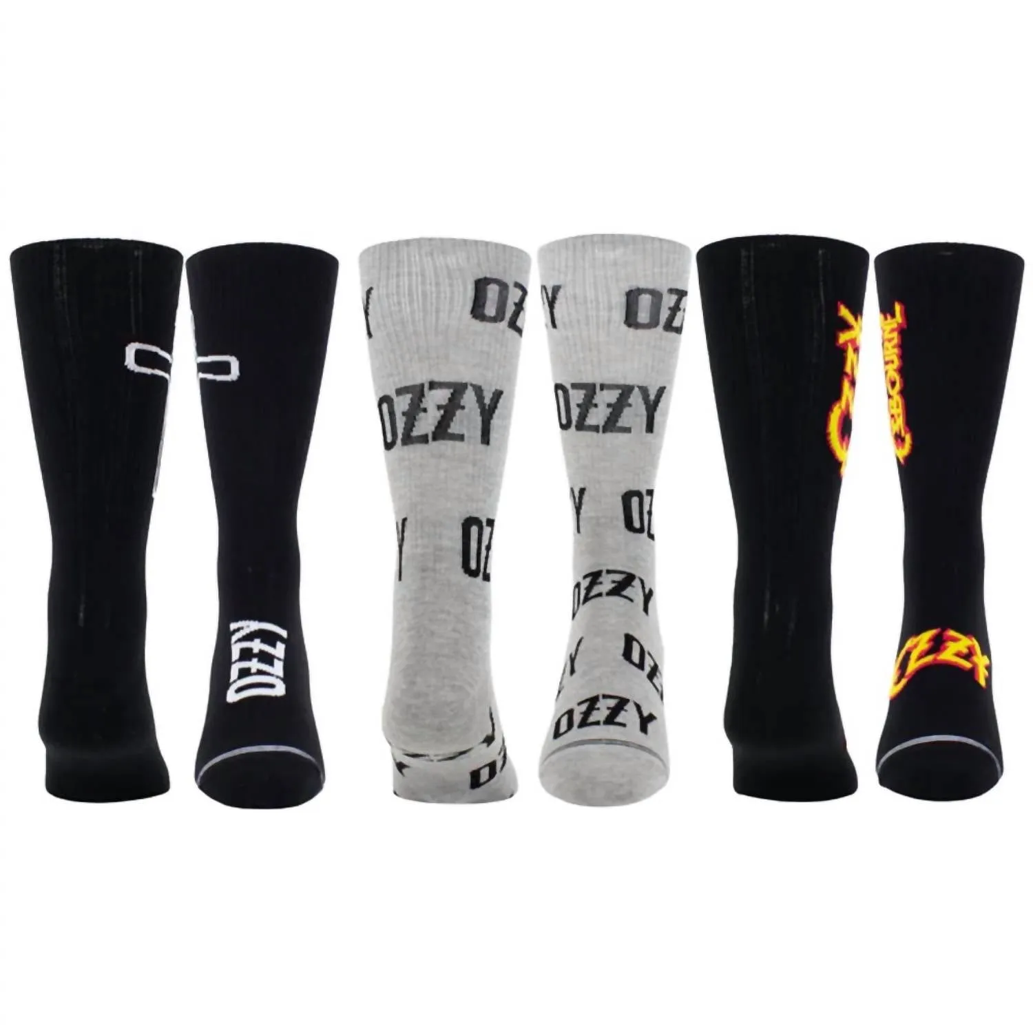 Unisex - 3 Pairs Ozzy Assorted Crew Socks In Black/grey/black