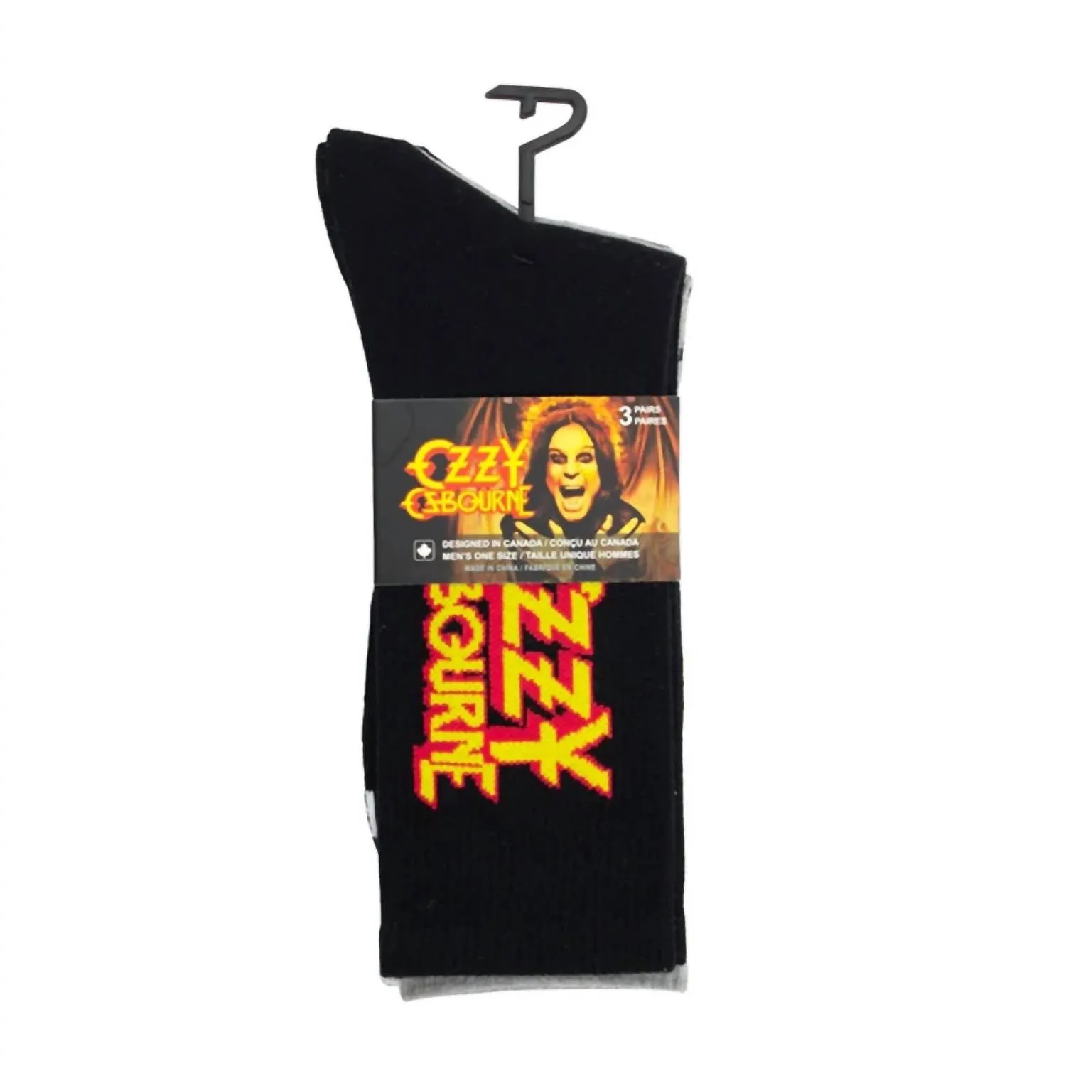 Unisex - 3 Pairs Ozzy Assorted Crew Socks In Black/grey/black