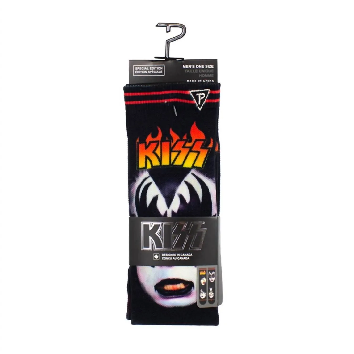 Unisex - Kiss Painted Faces Socks In Black