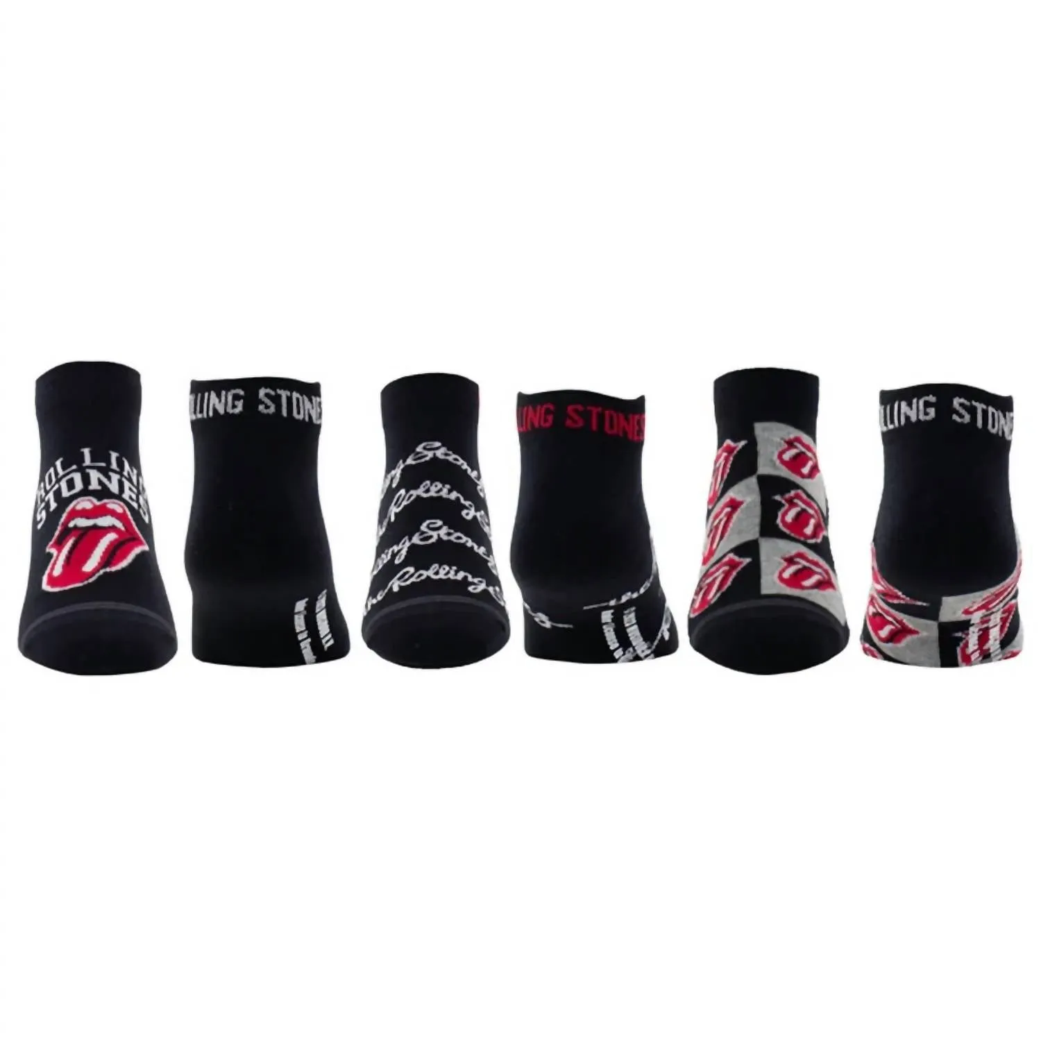 Unisex - Rolling Stones Collegiate Tongues Liner Socks - 3 Pair In Black