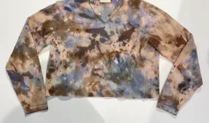 V-Neck Raw Cropped Sweater In Desert With Dust