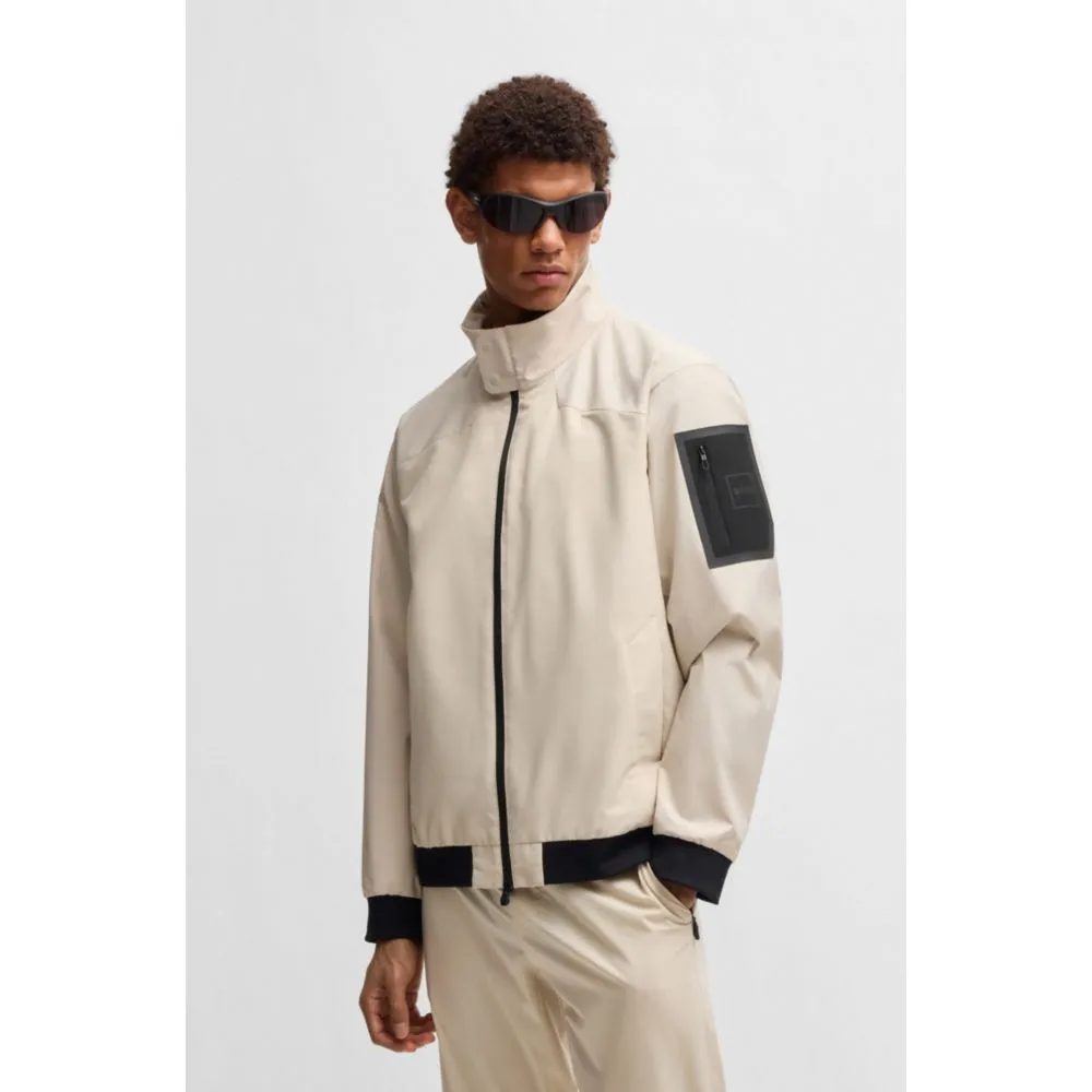 Water-repellent blouson jacket with mesh lining