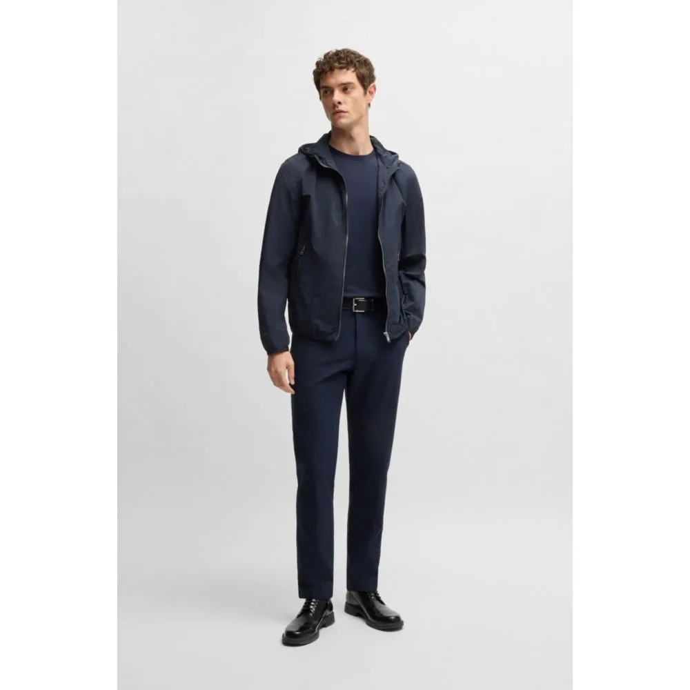 Water-repellent jacket in crinkle fabric with adjustable hood