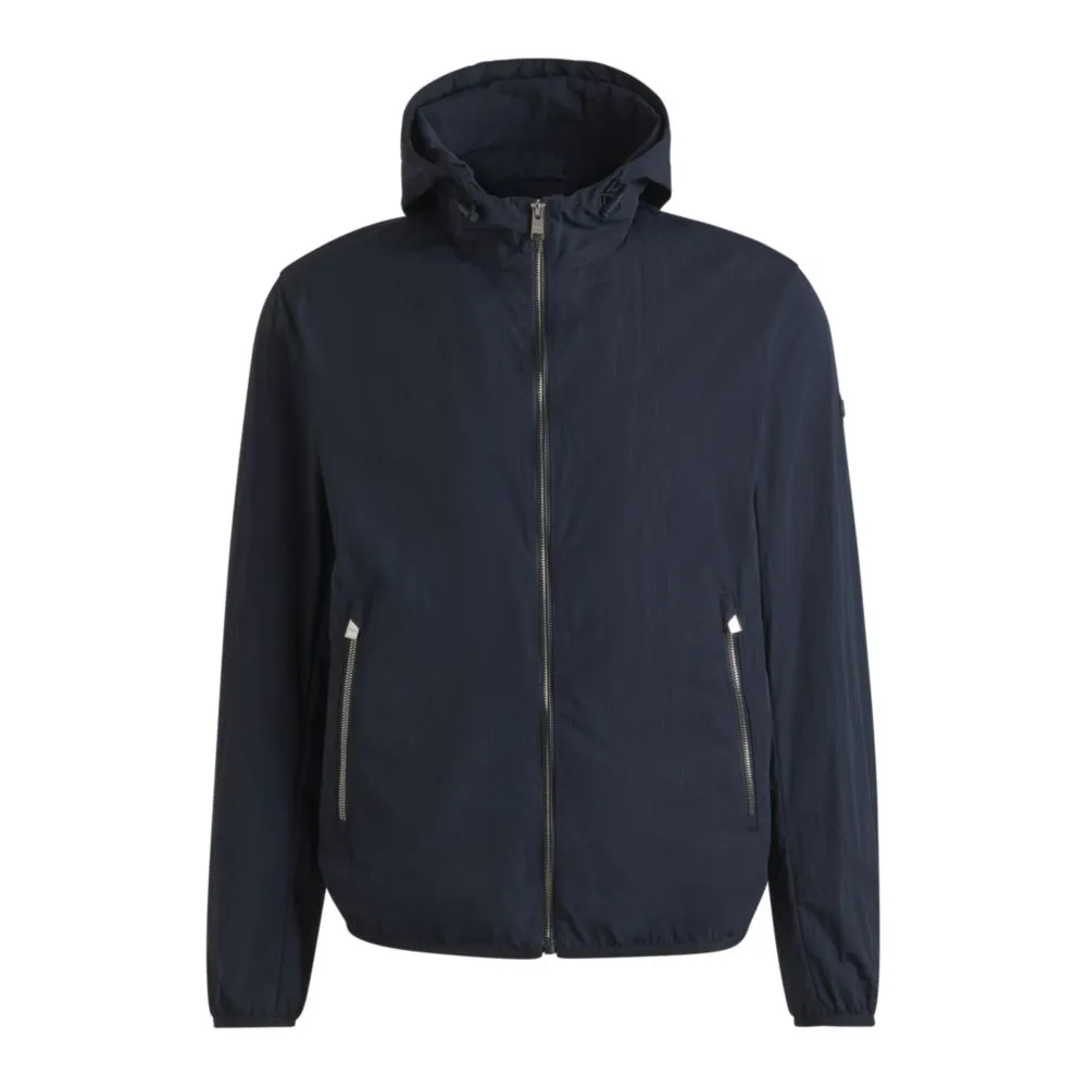 Water-repellent jacket in crinkle fabric with adjustable hood