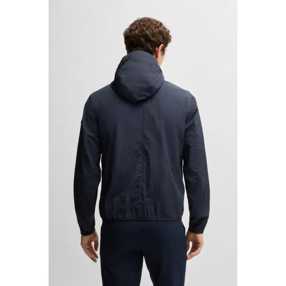 Water-repellent jacket in crinkle fabric with adjustable hood