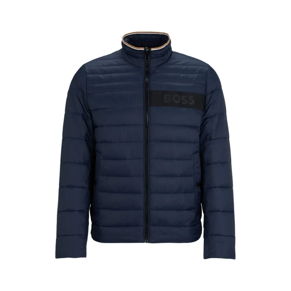 Water-repellent jacket with 3D logo tape