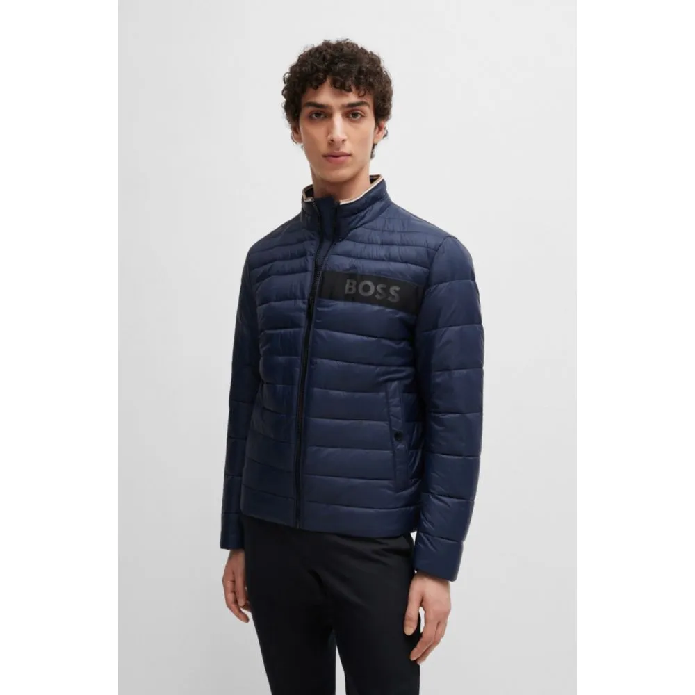 Water-repellent jacket with 3D logo tape