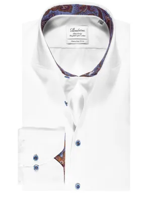 White Extra Long Sleeve Inlay Fitted Shirt
