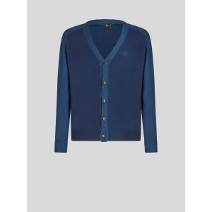 WOOL CARDIGAN WITH EMBROIDERED PEGASO