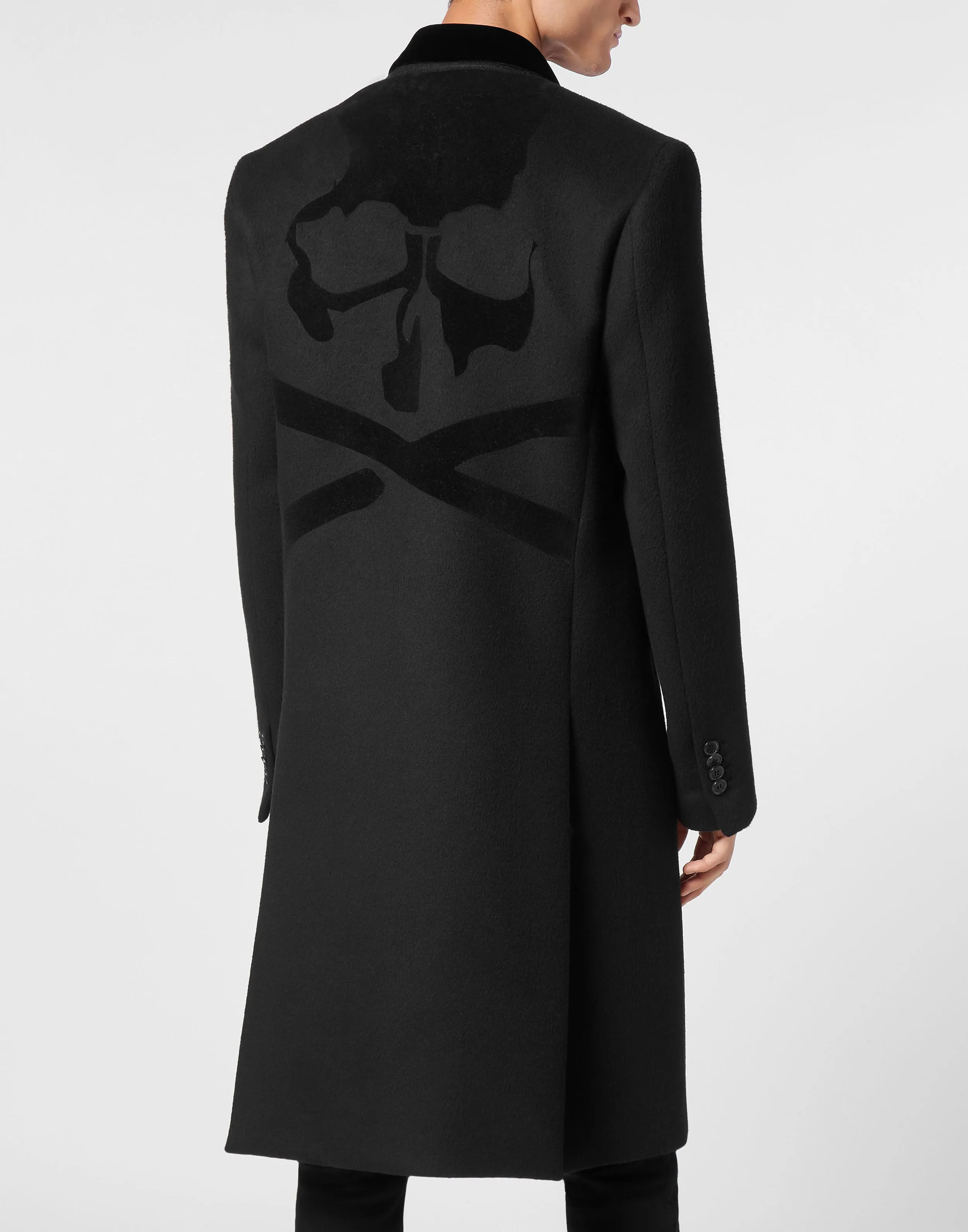 Wool Coat Long Skull&amp;Bones