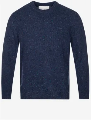 Wool Neps Crew Neck Evening Blue