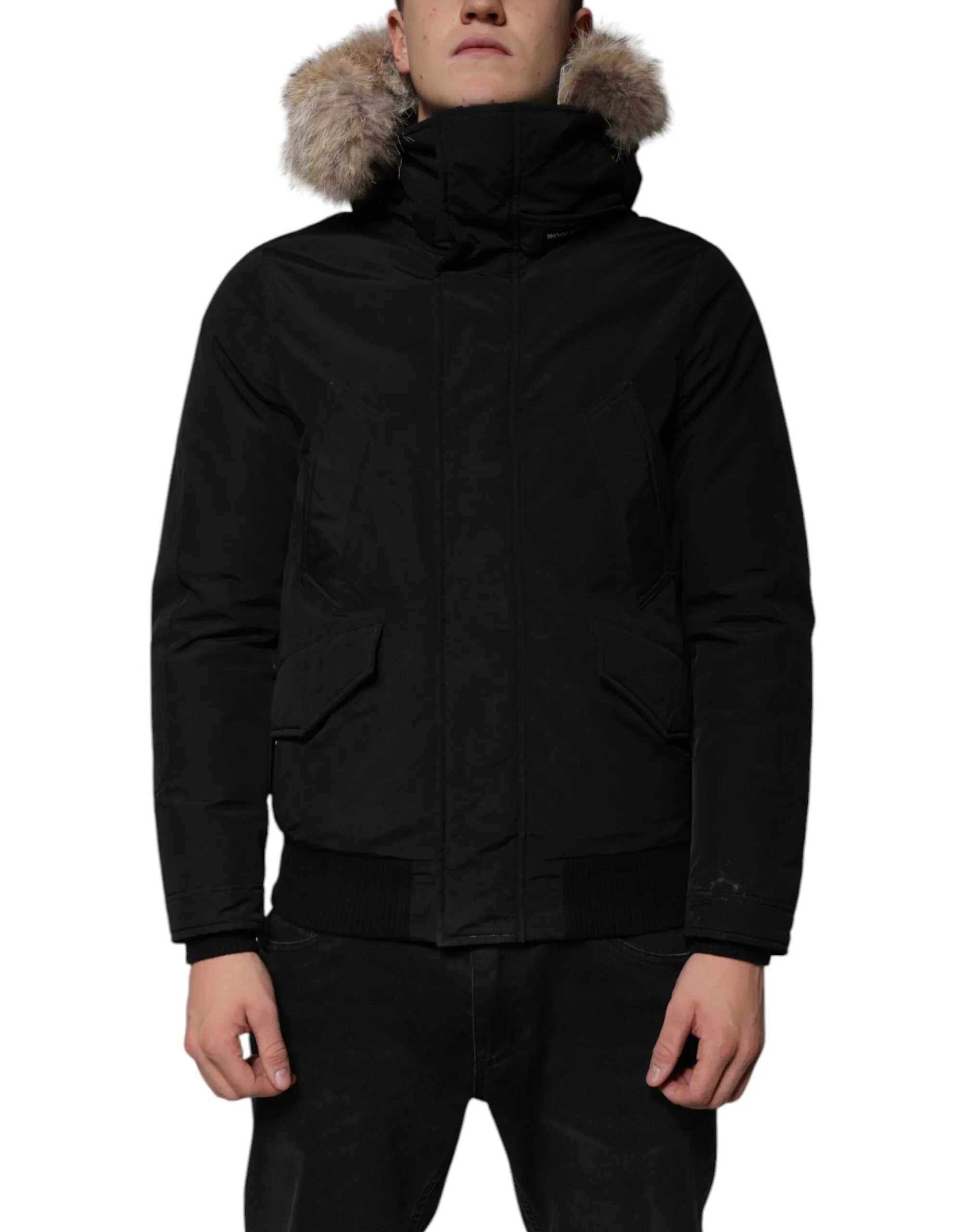 Woolrich Hooded Long Sleeves Fur Shearling Coat Men's Jacket (Pre-Owned)
