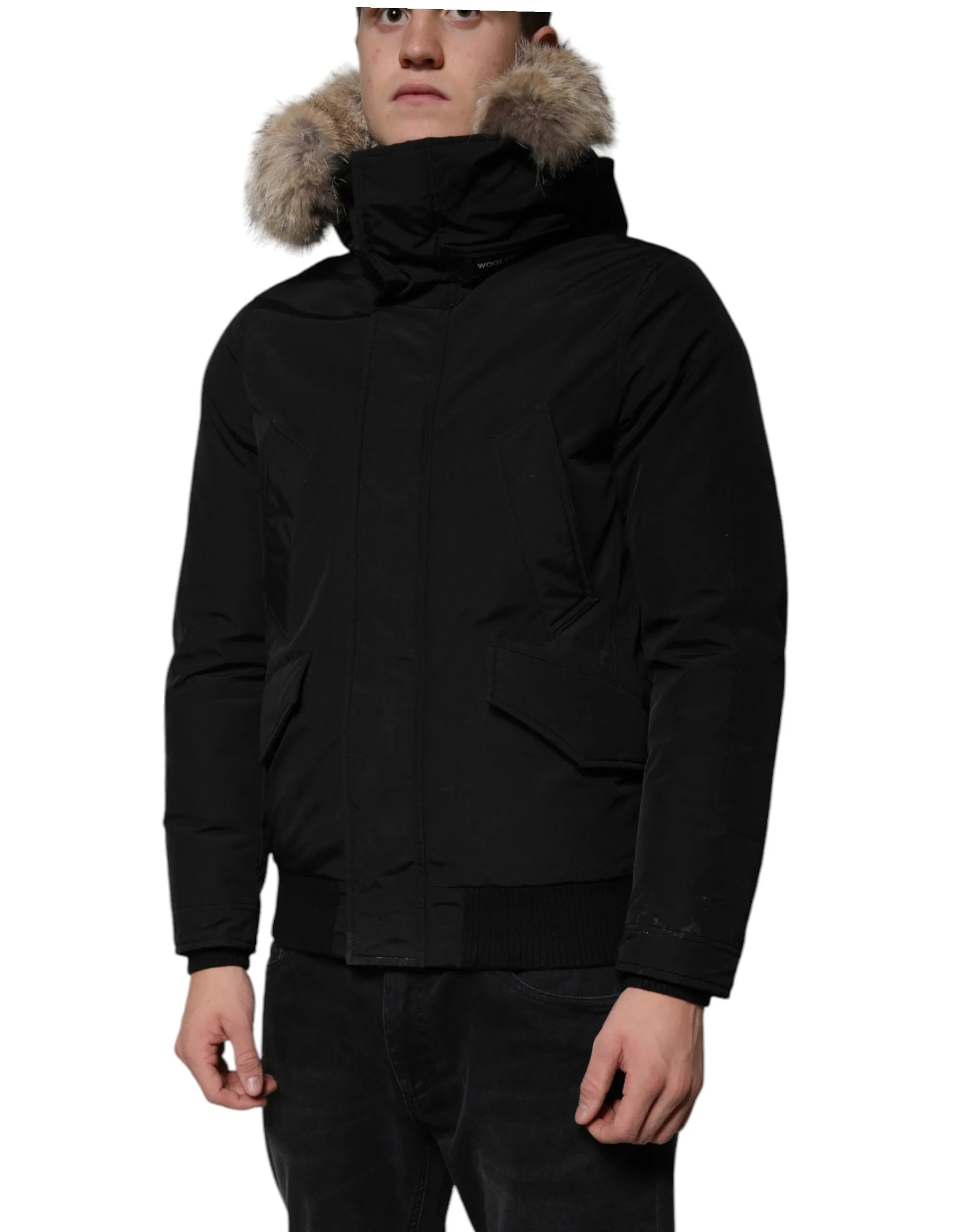 Woolrich Hooded Long Sleeves Fur Shearling Coat Men's Jacket (Pre-Owned)