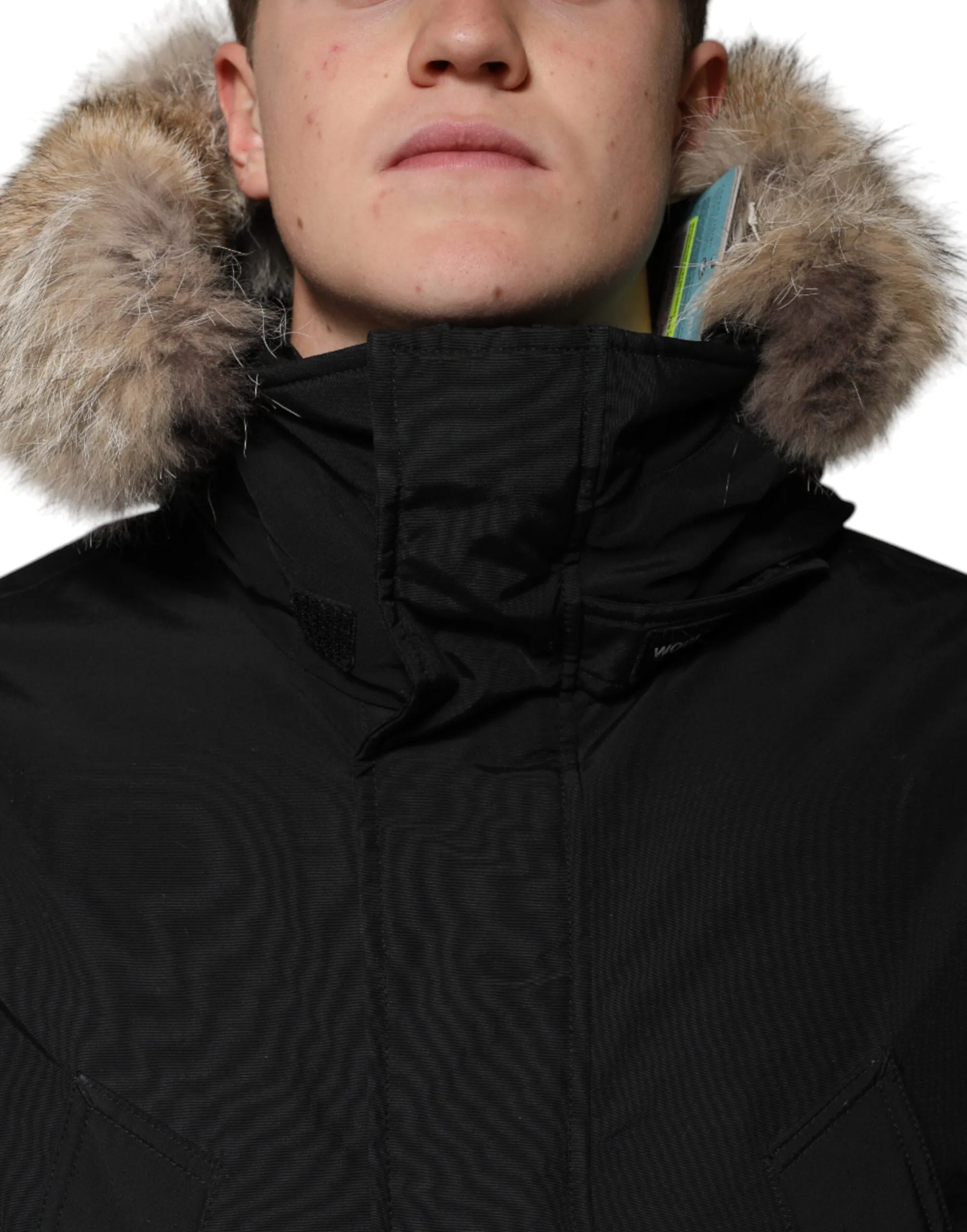 Woolrich Hooded Long Sleeves Fur Shearling Coat Men's Jacket (Pre-Owned)