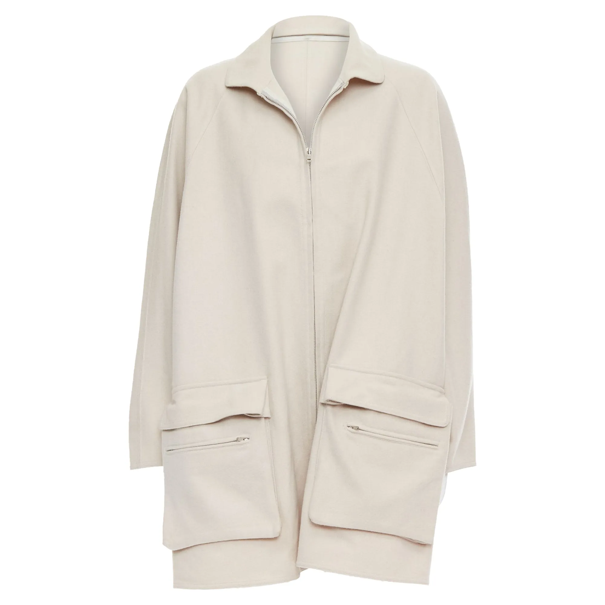 Yohji Yamamoto Wooly Pocketed Zip Up Boxy Coat