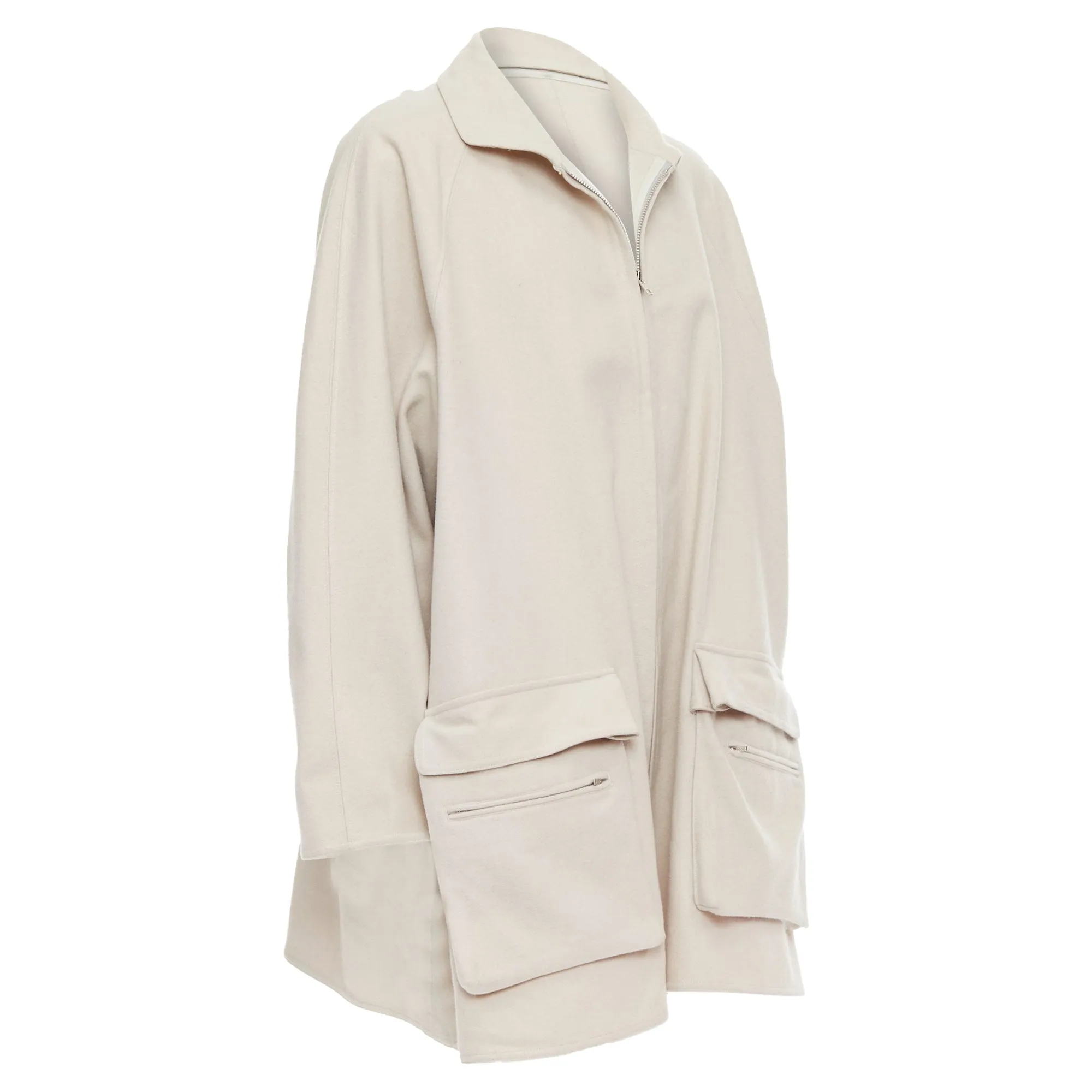 Yohji Yamamoto Wooly Pocketed Zip Up Boxy Coat