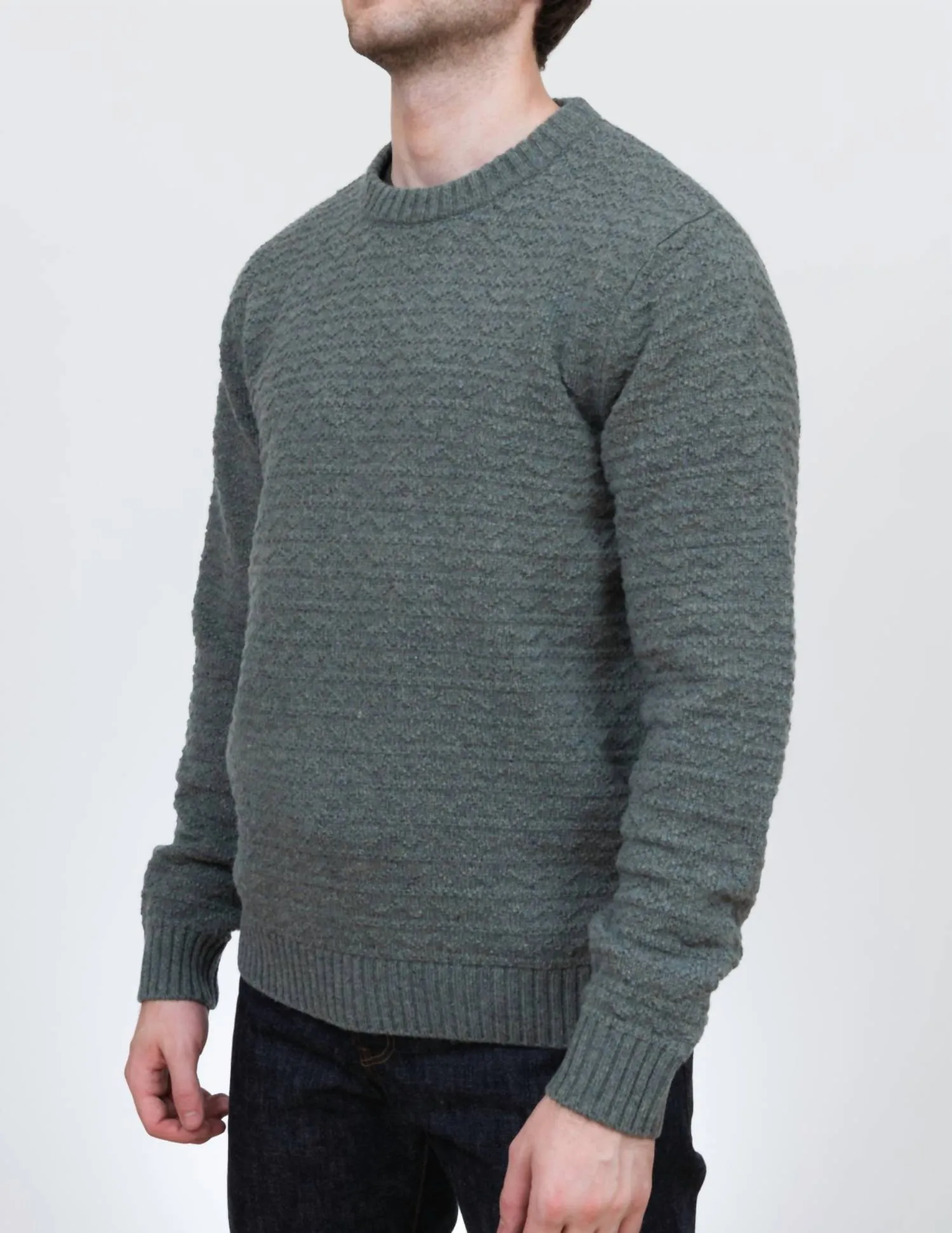 Zig Zag Knit Sweater In Sage